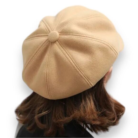 Beige Tweed Floppy Button Top Stiff Curve Brim Newsboy Caps NEW - Picture 2 of 4